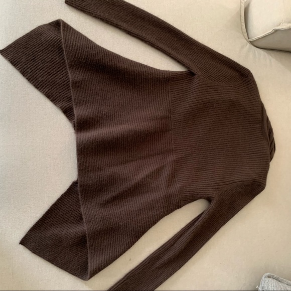 Sarah Spencer Brown Angora Angled Cardigan Sweater - Picture 6 of 7